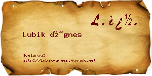 Lubik Ágnes névjegykártya